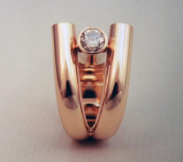 Three Diamond Ring in 14 K. Y.