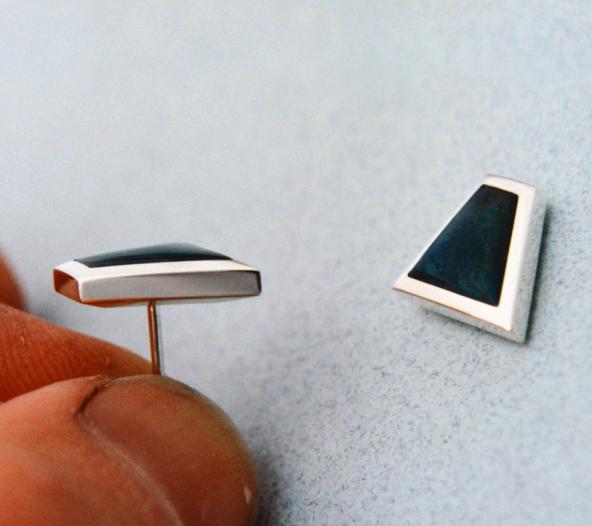 Labradorite Studs, Four-sided Shape