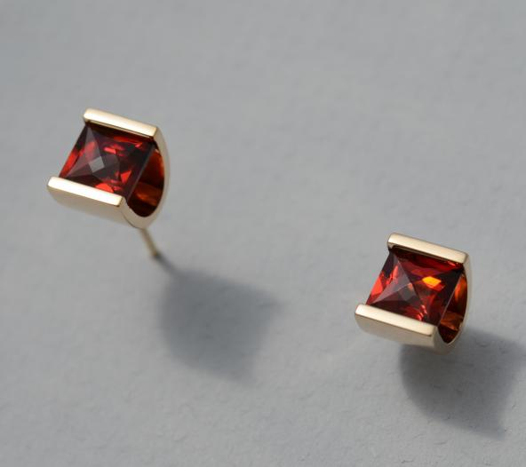 14 k. Earrings with Garnets | Earrings | Wesley Harris MFA