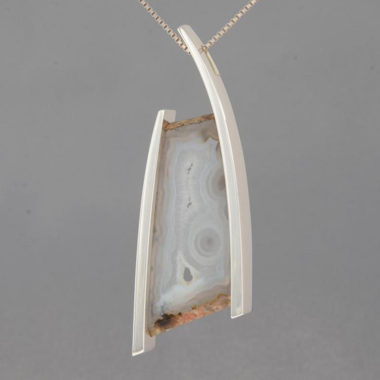Gray and White Agate Pendant