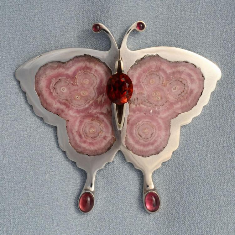 Pink sale butterfly brooch