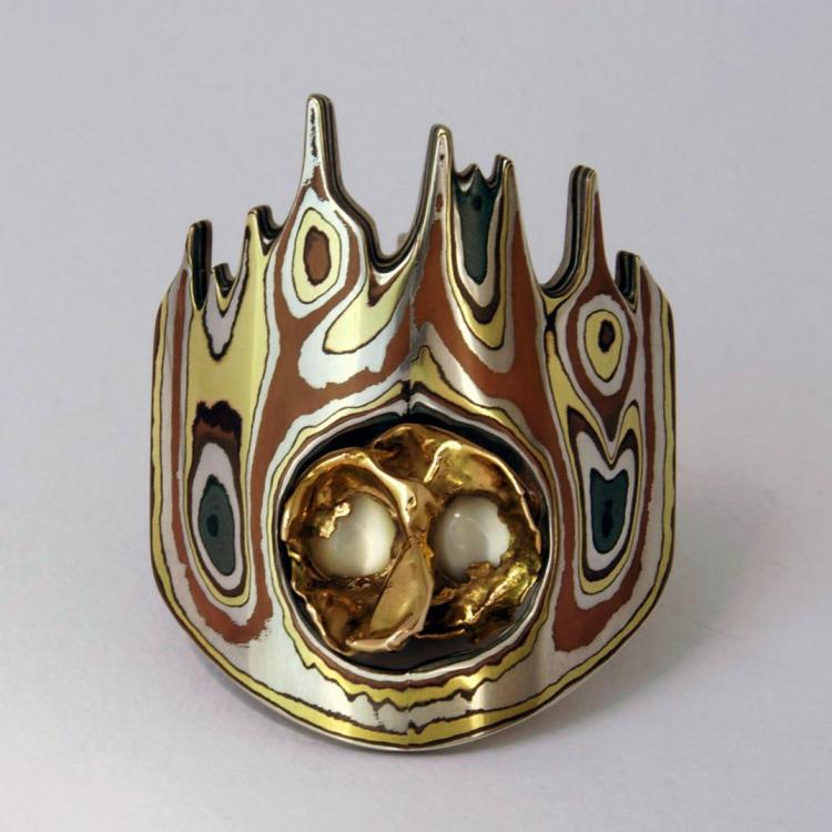 Mokume Owl Pin / Pendant