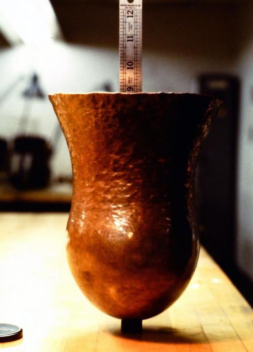 Nearly 30 courses. The overall depth of the vase is now nearly 9." The original 12" diameter of the disc has now stretched to well in excess of 18."