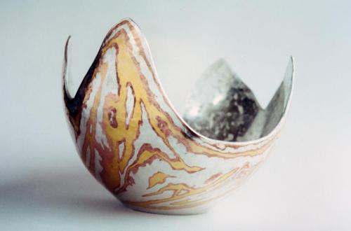 Approaching a bowl shape. Great care was taken while raising-in the valleys of the undulating edge.