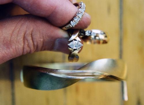A groove is carved to receive the row of diamonds (the spacing marks are still visible along the remaining edges).