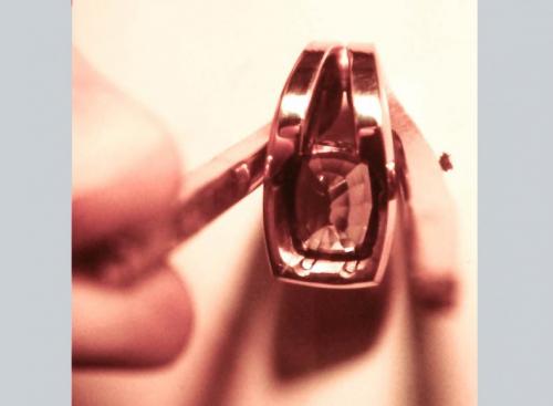 The four prongs are soldered in place and trimmed and, when it is time, the tanzanite is ready to be set.