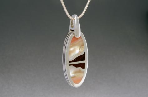 Abalone Shell and Campeche Wood Inlay “Sunset” Pendant