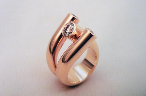 Three Diamond Ring in 14 K. Y.