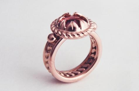 Red Gold Ring with Tourmaline