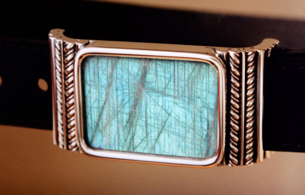 Aqua-blue Labradorite Belt Buckle