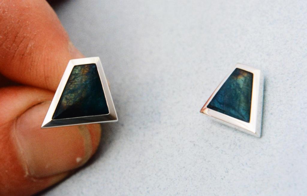 Labradorite Studs, Four-sided Shape