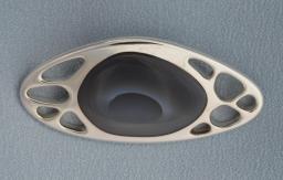 Gray and White Agate Brooch