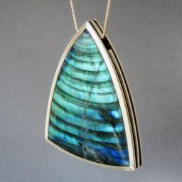 Labradorite, "Bee-hive" Shape with matching earrings