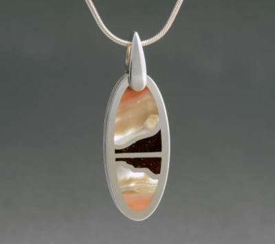 Abalone Shell and Campeche Wood Inlay “Sunset” Pendant