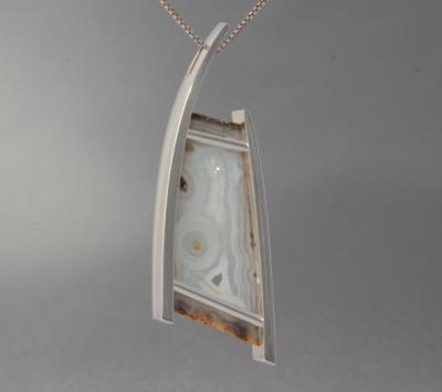 Gray and White Agate Pendant